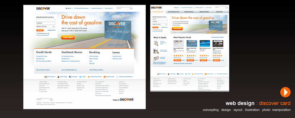 Discover Card open road web design